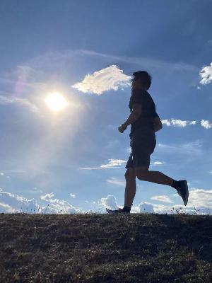 Me running in Hawley, Pennsylvania, Aug 2022