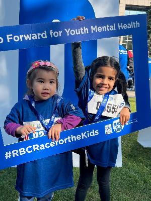 Harper and her friend Scarlett participating in the 2023 Race for the Kids!